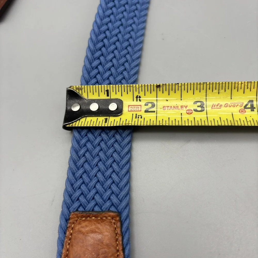 Torino Woven Belt Size 34 Blue Stretch Braid Woven Buckle And Leather USA